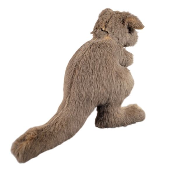 Vintage Real Fur Kangaroo Plush Toy with Joey, Brown 10" Stuffed Animal - Picture 4 of 16